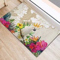 New Zealand Cacatua Galerita Rubber Doormat Aotearoa Cockatoo Tropical Flowers LT14 - Polynesian Pride