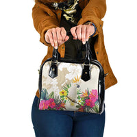 New Zealand Cacatua Galerita Shoulder Handbag Aotearoa Cockatoo Tropical Flowers LT14 One Size Beige - Polynesian Pride