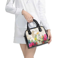 New Zealand Cacatua Galerita Shoulder Handbag Aotearoa Cockatoo Tropical Flowers LT14 - Polynesian Pride