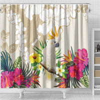New Zealand Cacatua Galerita Shower Curtain Aotearoa Cockatoo Tropical Flowers LT14 - Polynesian Pride