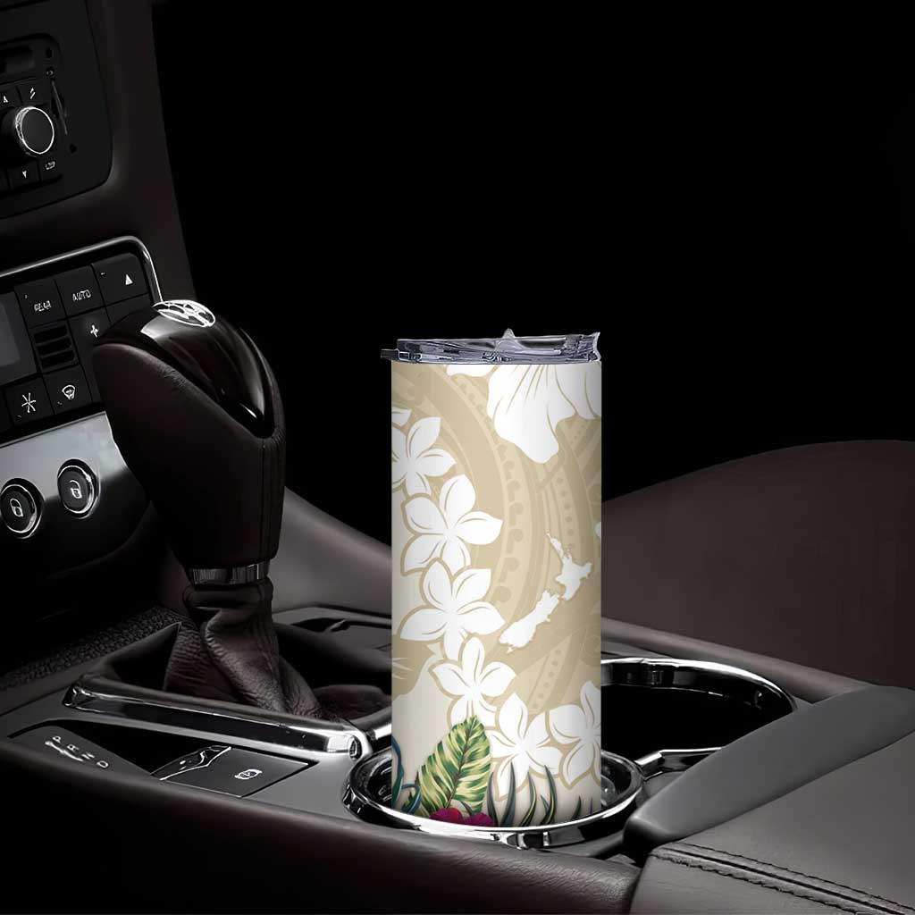 New Zealand Cacatua Galerita Skinny Tumbler Aotearoa Cockatoo Tropical Flowers LT14 - Polynesian Pride