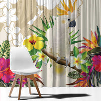 New Zealand Cacatua Galerita Window Curtain Aotearoa Cockatoo Tropical Flowers LT14 - Polynesian Pride