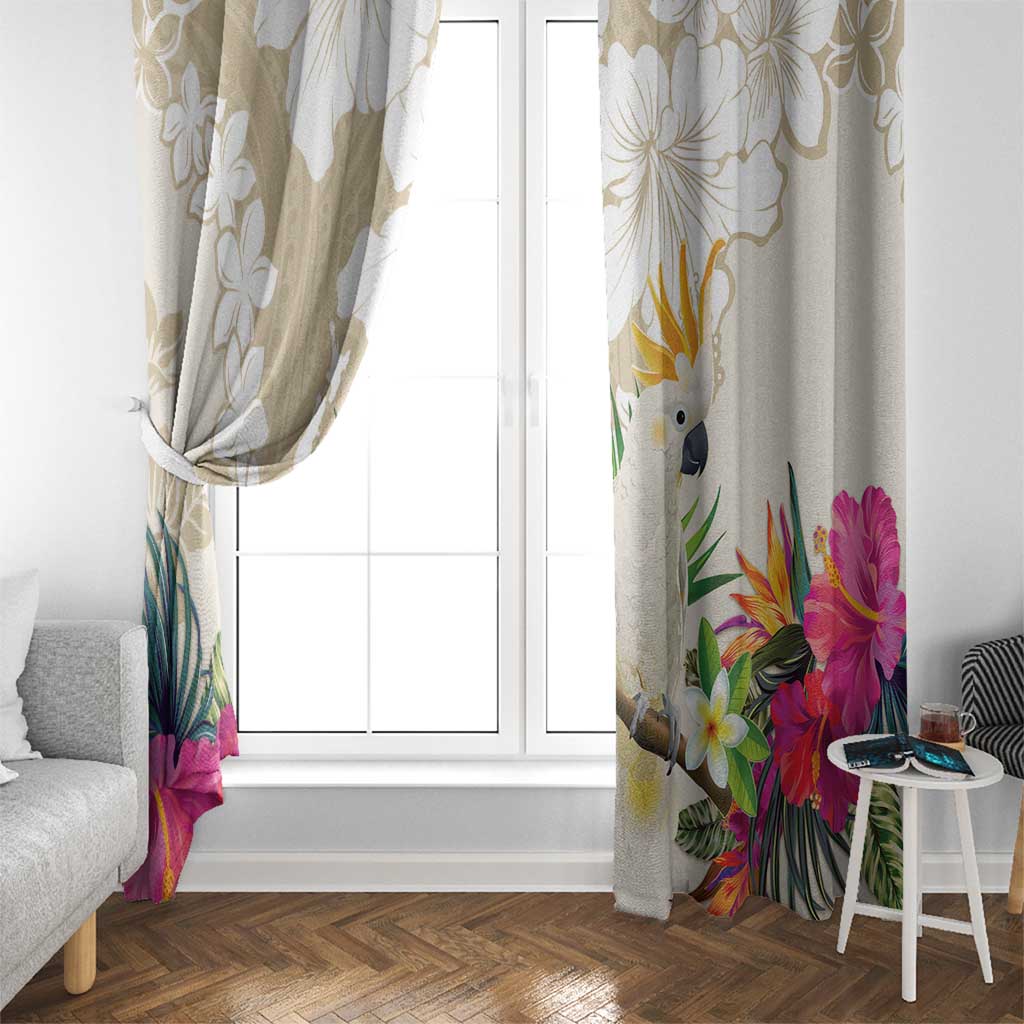 New Zealand Cacatua Galerita Window Curtain Aotearoa Cockatoo Tropical Flowers LT14 - Polynesian Pride