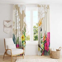 New Zealand Cacatua Galerita Window Curtain Aotearoa Cockatoo Tropical Flowers LT14 - Polynesian Pride
