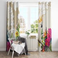 New Zealand Cacatua Galerita Window Curtain Aotearoa Cockatoo Tropical Flowers LT14 - Polynesian Pride