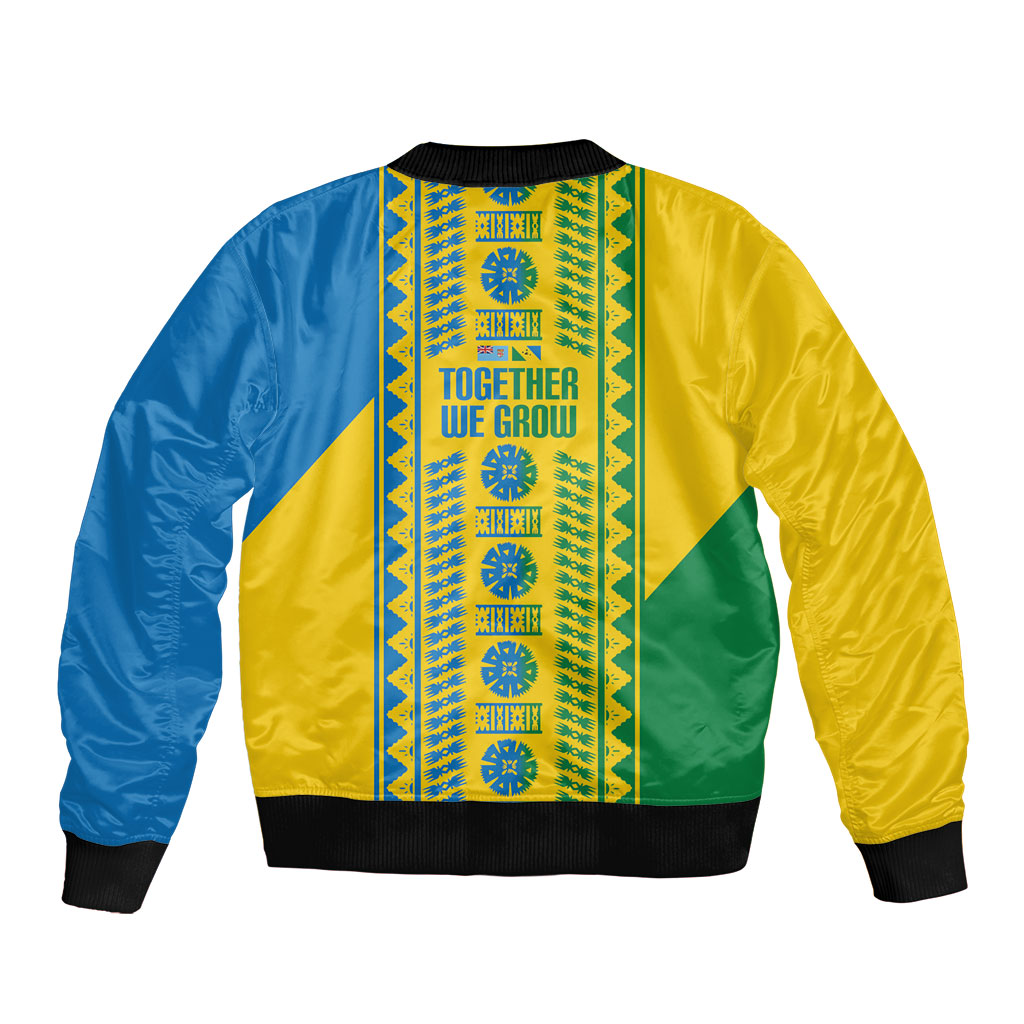 Malampa Fiji Day Bomber Jacket 10 October Together We Grow Tapa Motifs