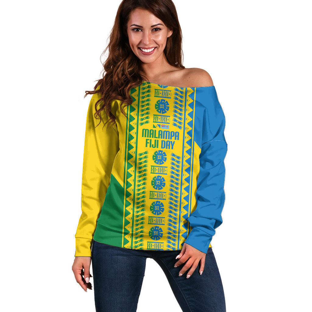 Malampa Fiji Day Off Shoulder Sweater 10 October Together We Grow Tapa Motifs