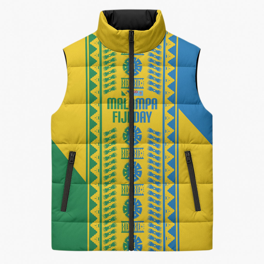 Malampa Fiji Day Sleeveless Puffer Jacket 10 October Together We Grow Tapa Motifs