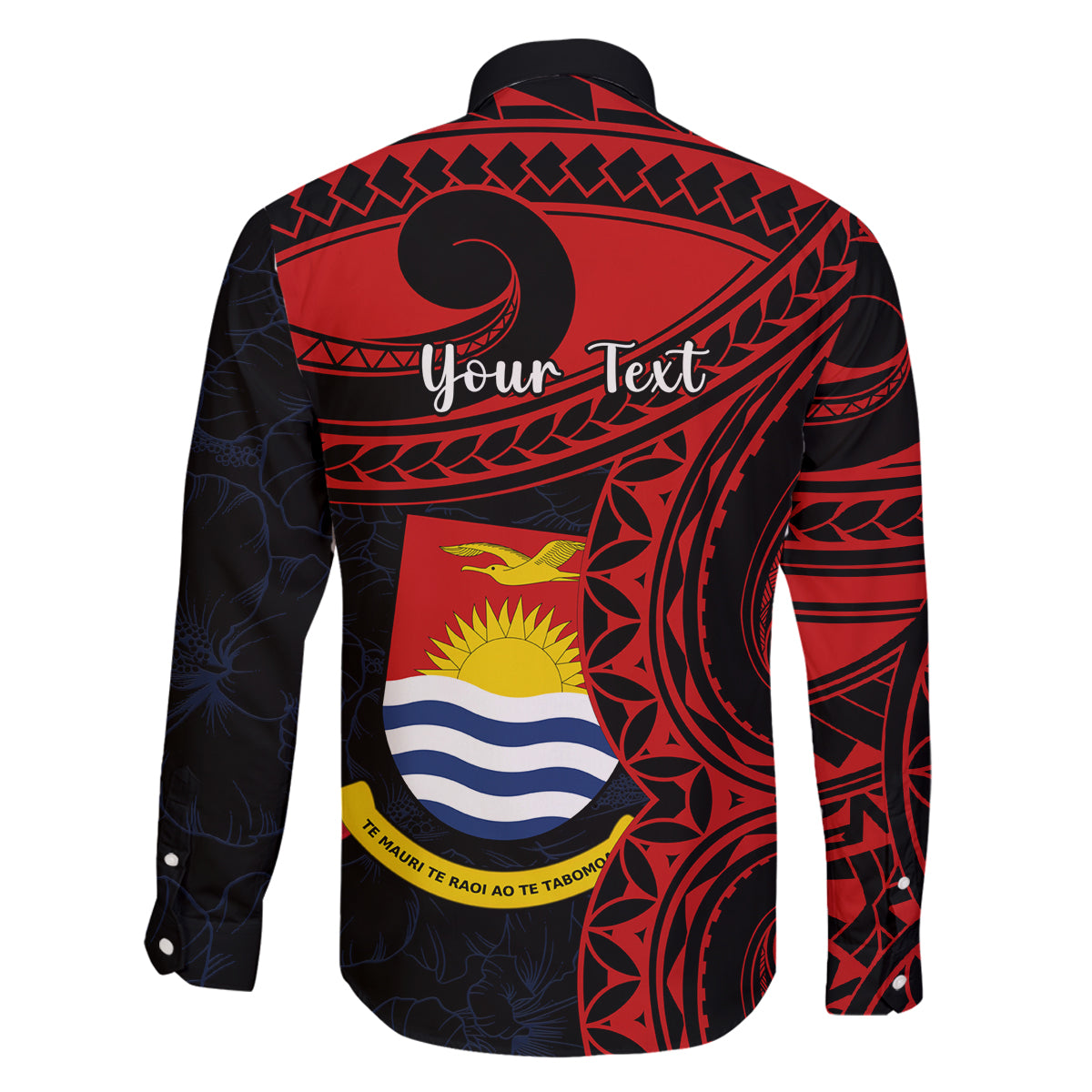 Personalised Kiribati Human Rights Day Family Matching Mermaid Dress and Hawaiian Shirt Coat Of Arms With Polynesian Tropical Flowers LT14 - Polynesian Pride