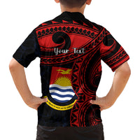 Personalised Kiribati Human Rights Day Family Matching Summer Maxi Dress and Hawaiian Shirt Coat Of Arms With Polynesian Tropical Flowers LT14 - Polynesian Pride