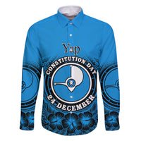 Personalised Yap Constitution Day Family Matching Tank Maxi Dress and Hawaiian Shirt FSM Seal Happy 24 December LT14 Dad's Shirt - Long Sleeve Blue - Polynesian Pride