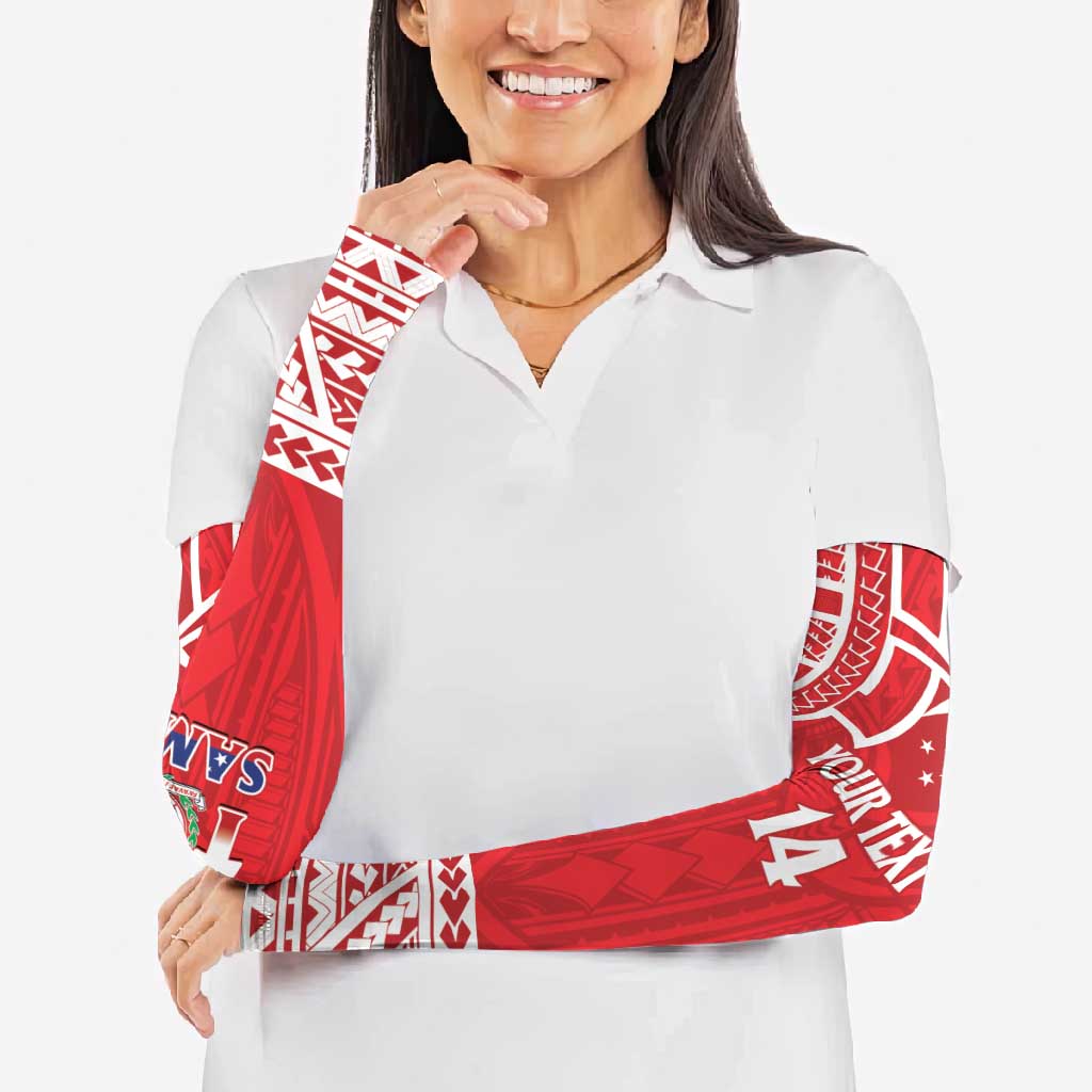 Samoa Rugby Custom Arm Sleeves Toa Samoa Pacific Sporty Red - Polynesian Pride
