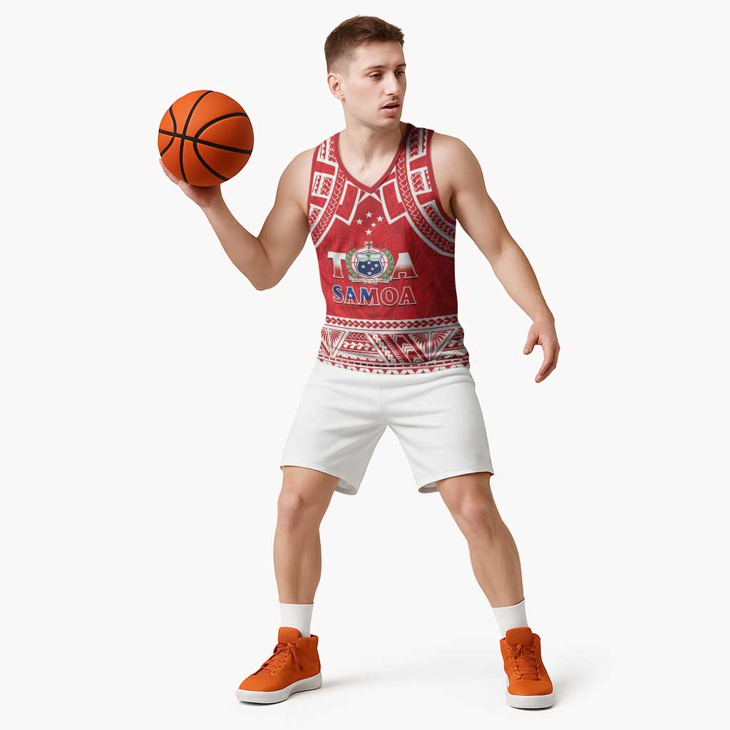 Samoa Rugby Custom Basketball Jersey Toa Samoa Pacific Sporty Red - Polynesian Pride