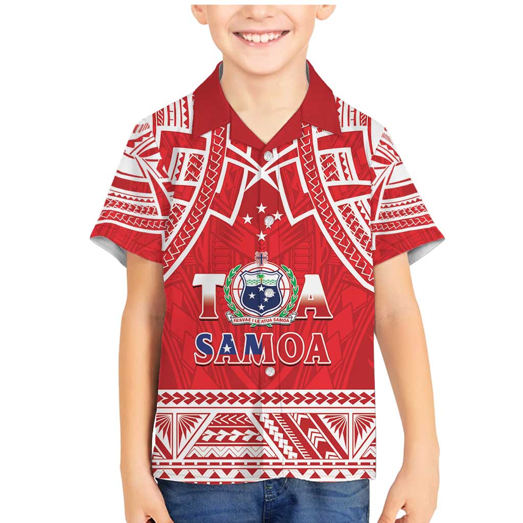 Samoa Rugby Custom Family Matching Mermaid Dress and Hawaiian Shirt Toa Samoa Pacific Sporty Red LT14 Son's Shirt Red - Polynesian Pride