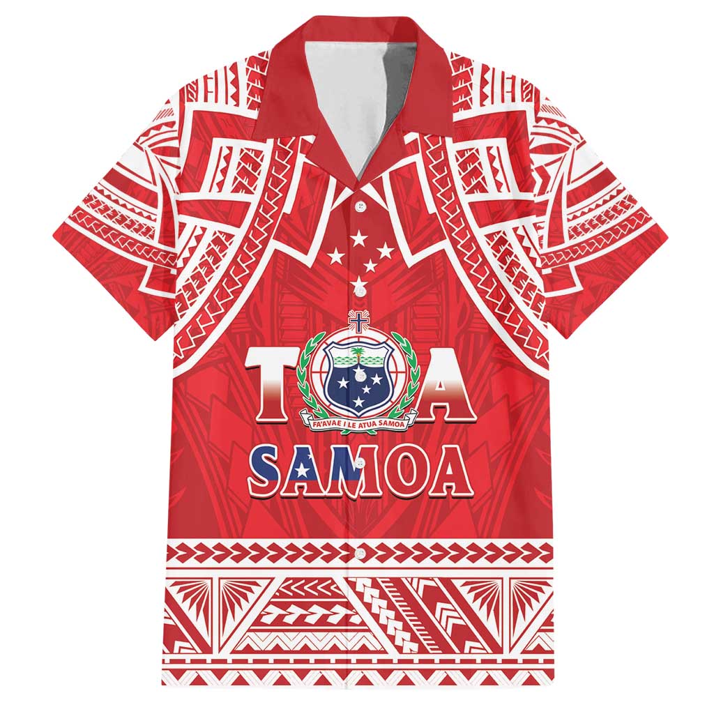 Samoa Rugby Custom Family Matching Off Shoulder Maxi Dress and Hawaiian Shirt Toa Samoa Pacific Sporty Red LT14 Dad's Shirt - Short Sleeve Red - Polynesian Pride