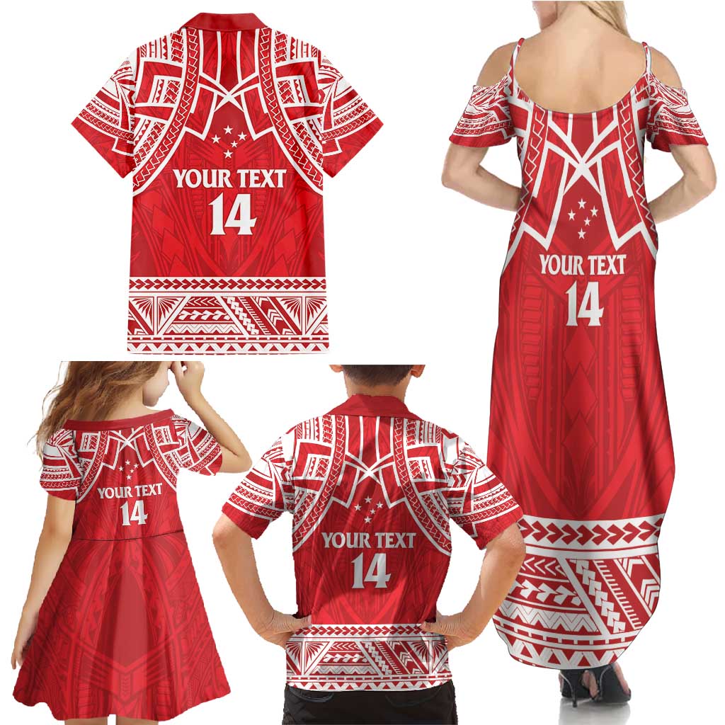 Samoa Rugby Custom Family Matching Summer Maxi Dress and Hawaiian Shirt Toa Samoa Pacific Sporty Red LT14 - Polynesian Pride