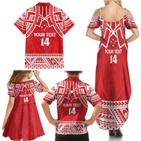 Samoa Rugby Custom Family Matching Summer Maxi Dress and Hawaiian Shirt Toa Samoa Pacific Sporty Red LT14 - Polynesian Pride
