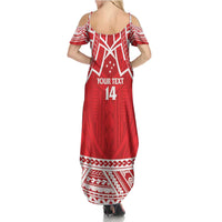 Samoa Rugby Custom Family Matching Summer Maxi Dress and Hawaiian Shirt Toa Samoa Pacific Sporty Red LT14 - Polynesian Pride