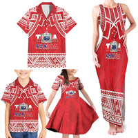 Samoa Rugby Custom Family Matching Tank Maxi Dress and Hawaiian Shirt Toa Samoa Pacific Sporty Red LT14 - Polynesian Pride