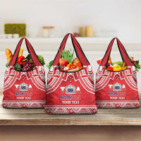Samoa Rugby Custom Grocery Bag Toa Samoa Pacific Sporty Red - Polynesian Pride