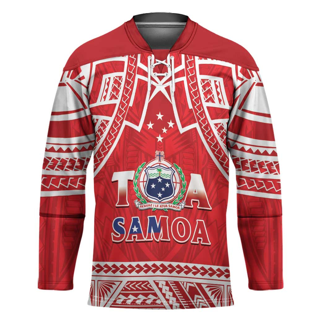 Samoa Rugby Custom Hockey Jersey Toa Samoa Pacific Sporty Red - Polynesian Pride