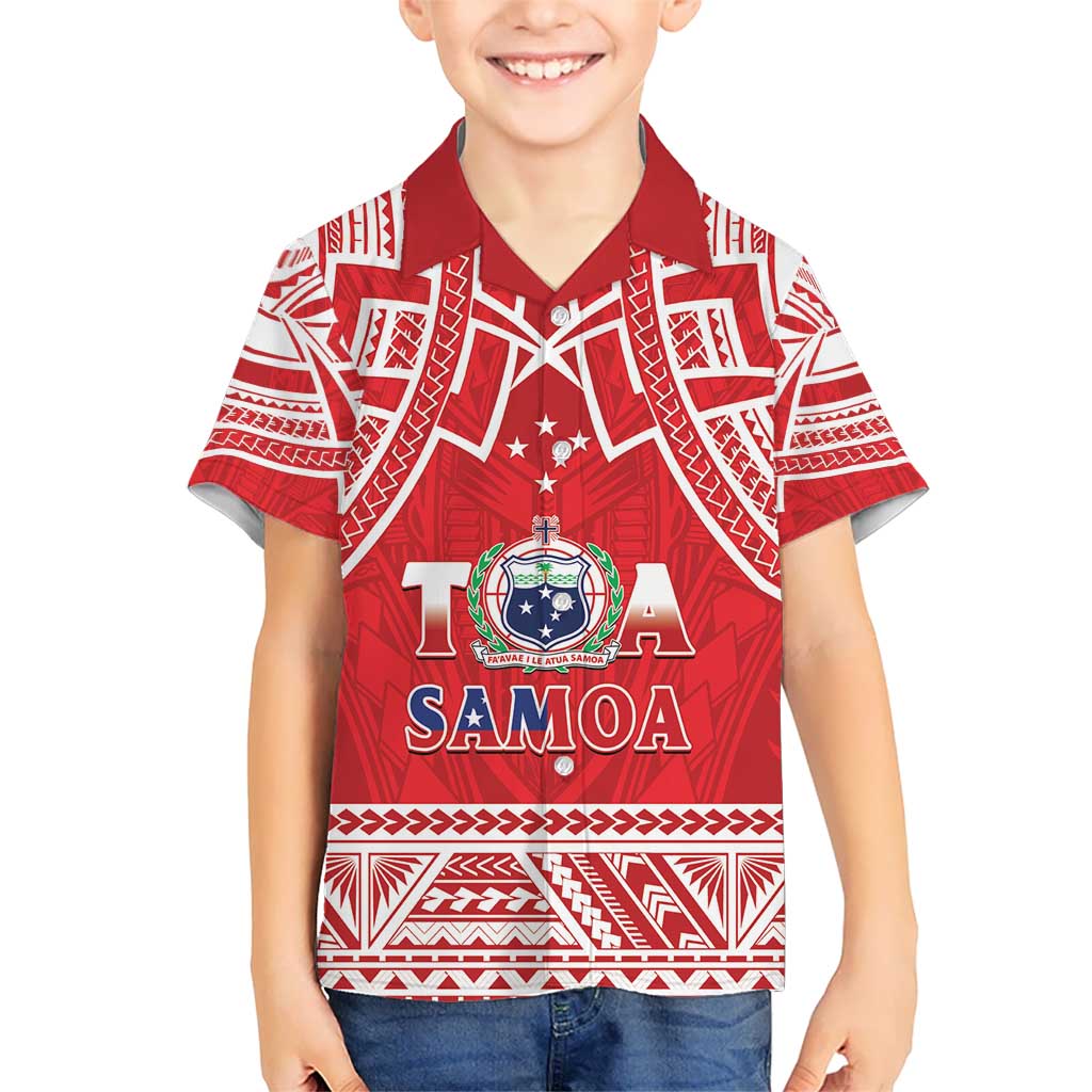 Samoa Rugby Custom Kid Hawaiian Shirt Toa Samoa Pacific Sporty Red - Polynesian Pride