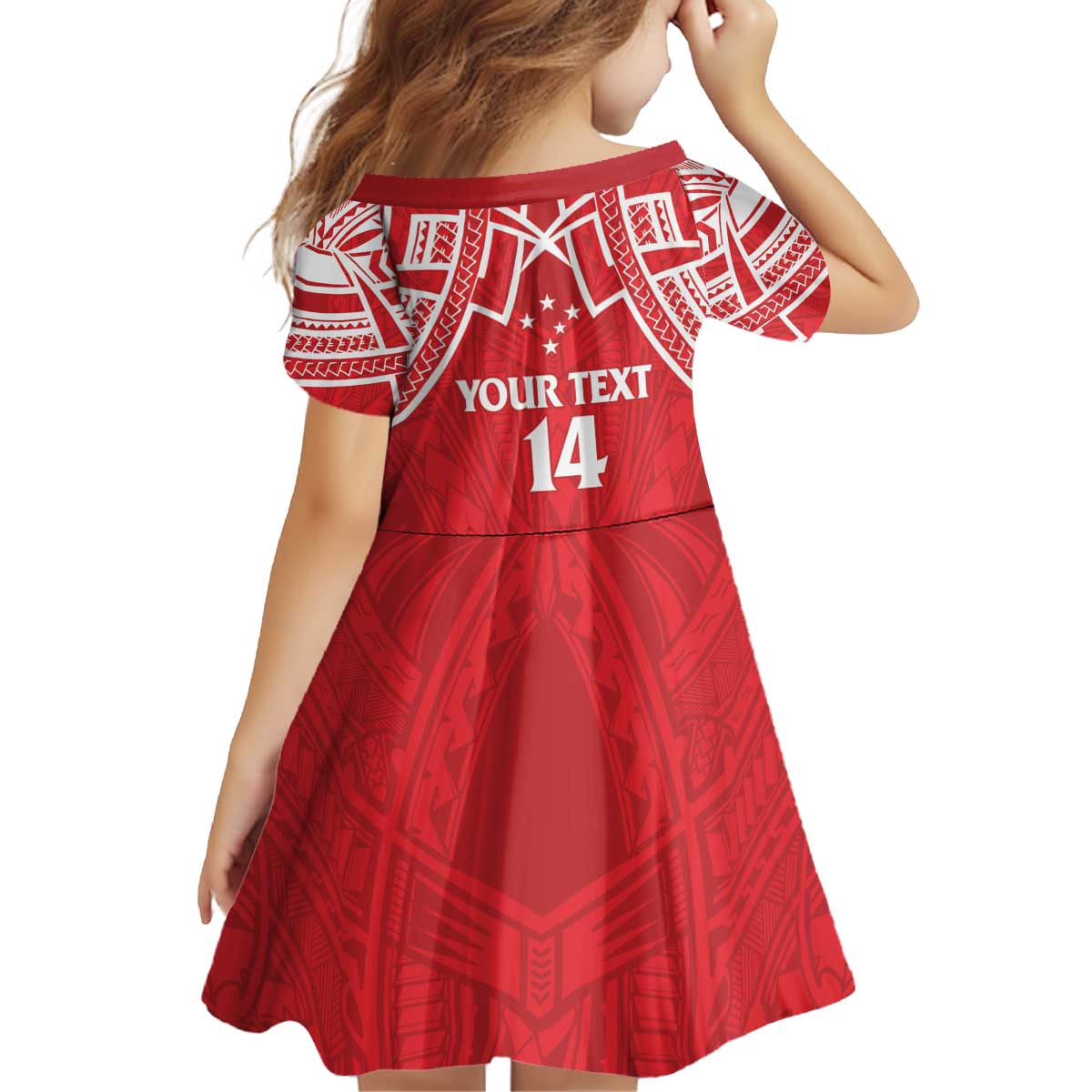 Samoa Rugby Custom Kid Short Sleeve Dress Toa Samoa Pacific Sporty Red - Polynesian Pride