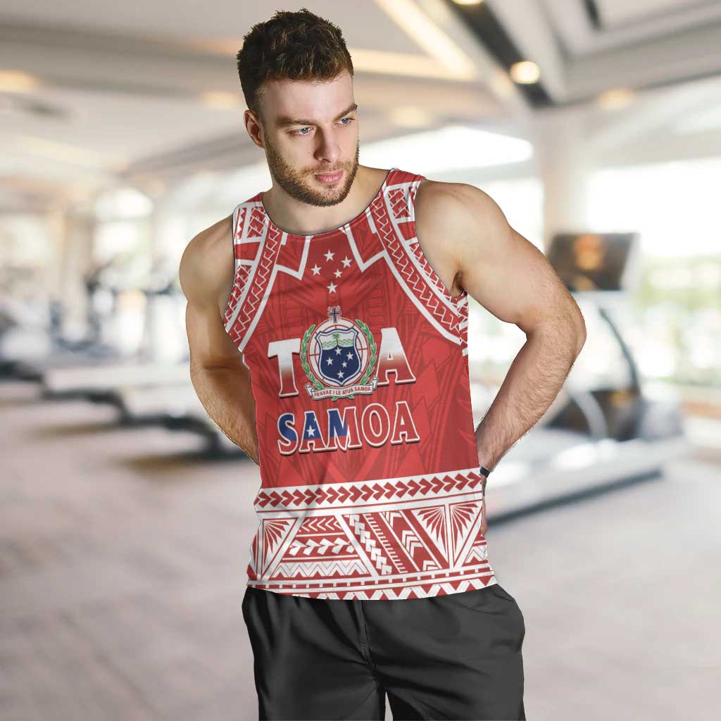 Samoa Rugby Custom Men Tank Top Toa Samoa Pacific Sporty Red - Polynesian Pride