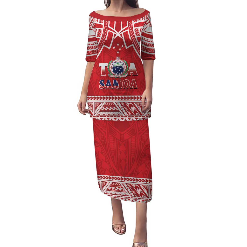 Samoa Rugby Custom Puletasi Toa Samoa Pacific Sporty Red - Polynesian Pride