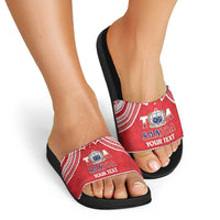 Samoa Rugby Custom Slide Sandals Toa Samoa Pacific Sporty Red - Polynesian Pride