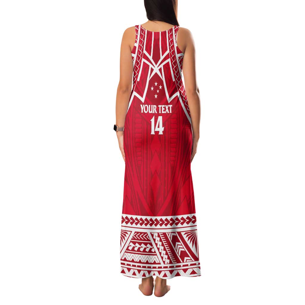 Samoa Rugby Custom Tank Maxi Dress Toa Samoa Pacific Sporty Red LT14 - Polynesian Pride