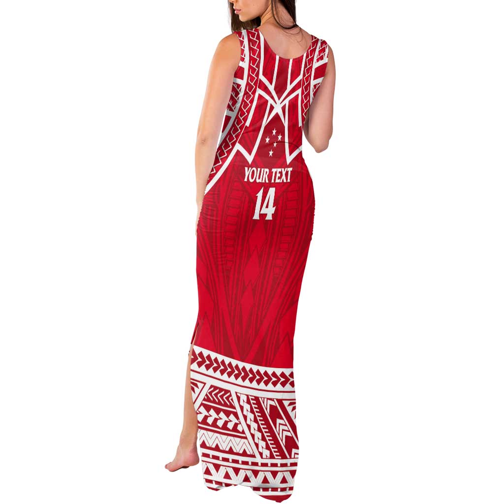 Samoa Rugby Custom Tank Maxi Dress Toa Samoa Pacific Sporty Red LT14 - Polynesian Pride