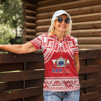 Samoa Rugby Custom Women Polo Shirt Toa Samoa Pacific Sporty Red - Polynesian Pride