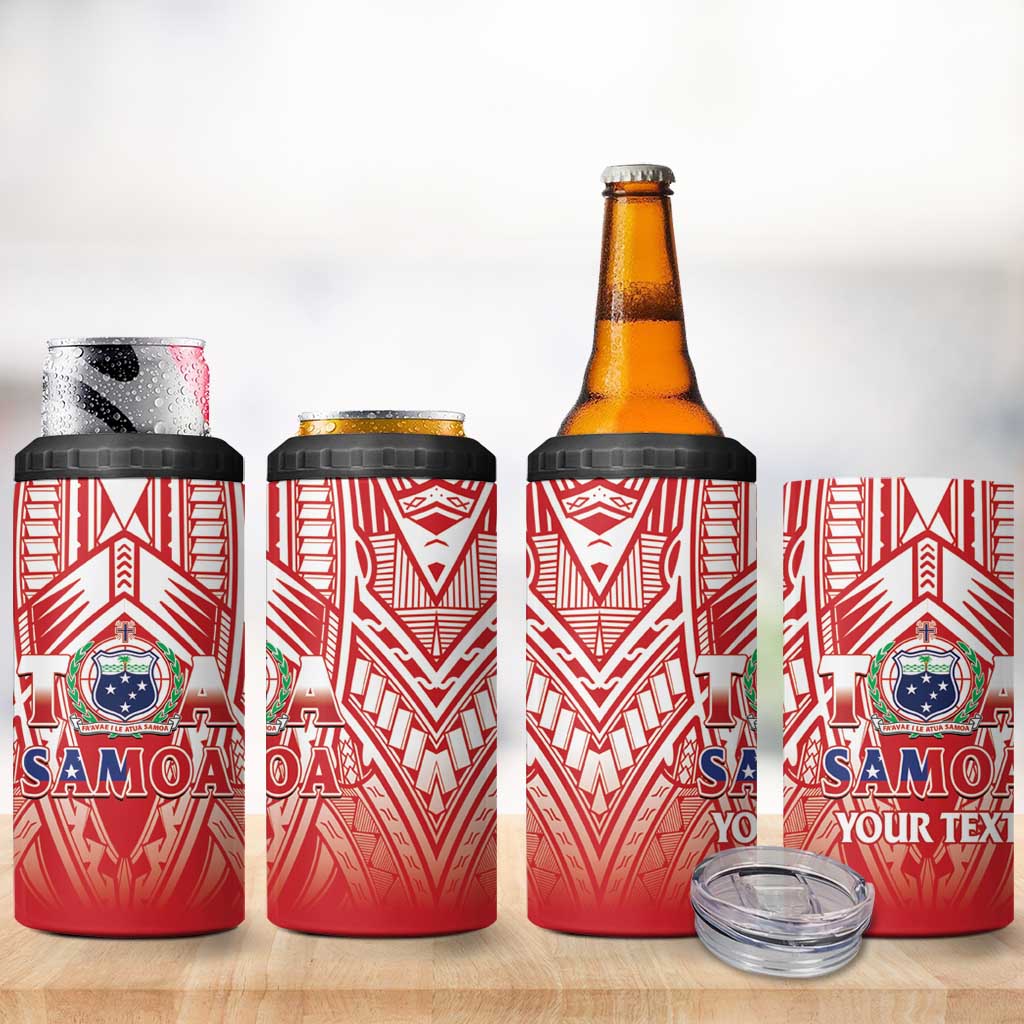 Toa Samoa Rugby Custom 4 in 1 Can Cooler Tumbler Samoa mo Samoa Polynesian Pacific Red - Polynesian Pride