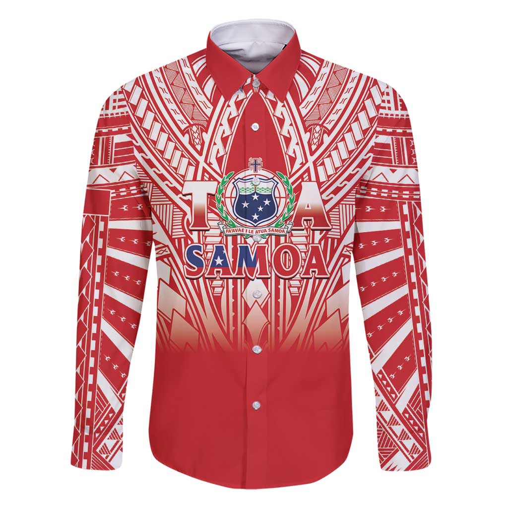 Toa Samoa Rugby Custom Family Matching Long Sleeve Bodycon Dress and Hawaiian Shirt Samoa mo Samoa Polynesian Pacific Red - Polynesian Pride