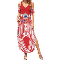 Toa Samoa Rugby Custom Family Matching Summer Maxi Dress and Hawaiian Shirt Samoa mo Samoa Polynesian Pacific Red - Polynesian Pride