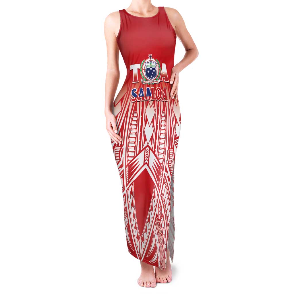 Toa Samoa Rugby Custom Family Matching Tank Maxi Dress and Hawaiian Shirt Samoa mo Samoa Polynesian Pacific Red - Polynesian Pride
