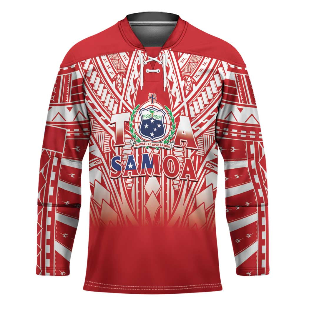Toa Samoa Rugby Custom Hockey Jersey Samoa mo Samoa Polynesian Pacific Red - Polynesian Pride