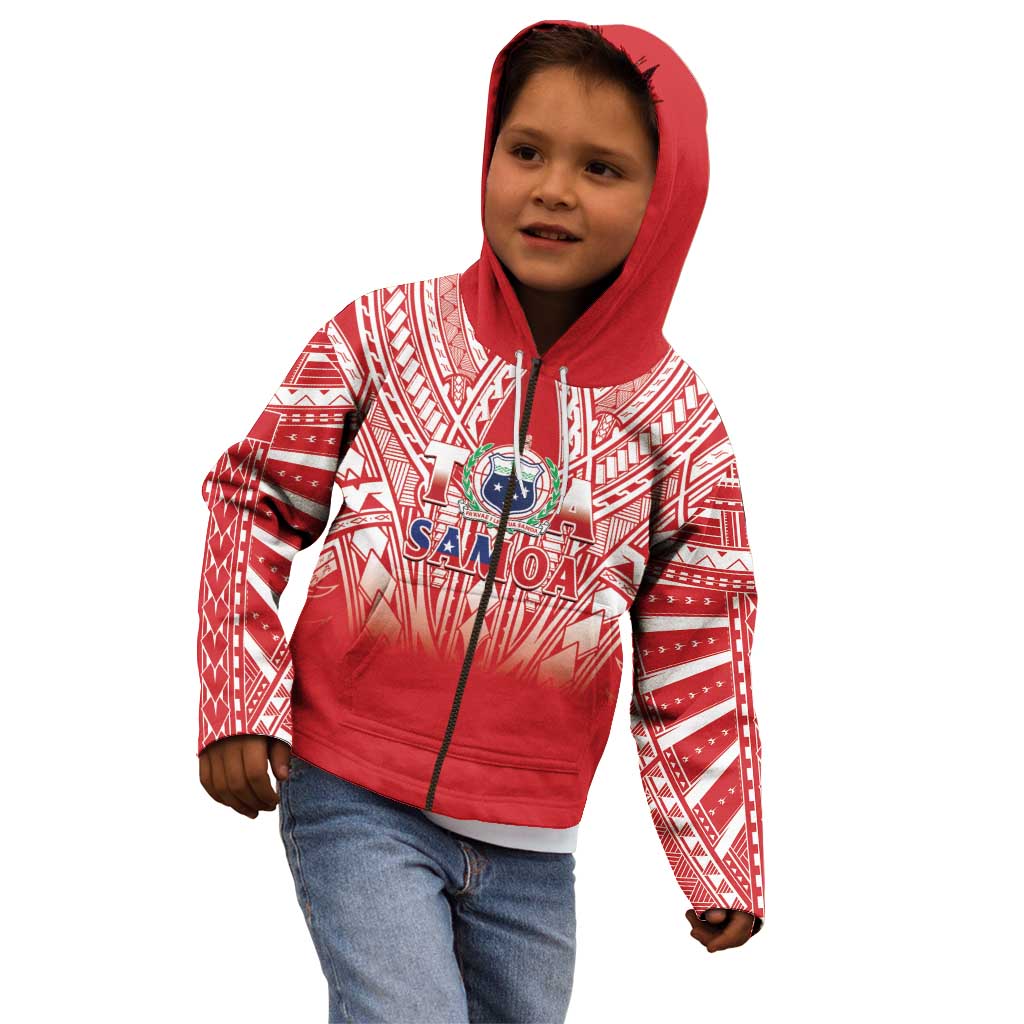 Toa Samoa Rugby Custom Kid Hoodie Samoa mo Samoa Polynesian Pacific Red - Polynesian Pride