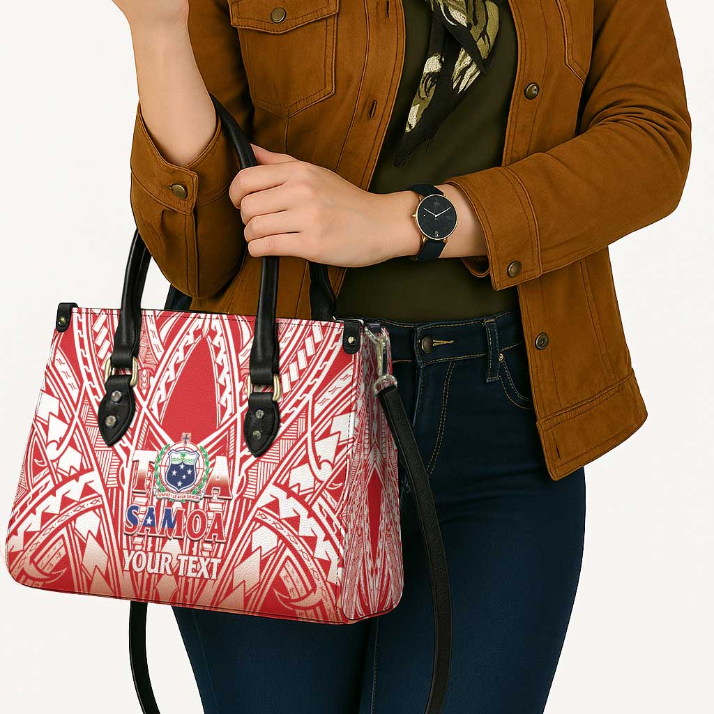 Toa Samoa Rugby Custom Leather Bag Samoa mo Samoa Polynesian Pacific Red - Polynesian Pride
