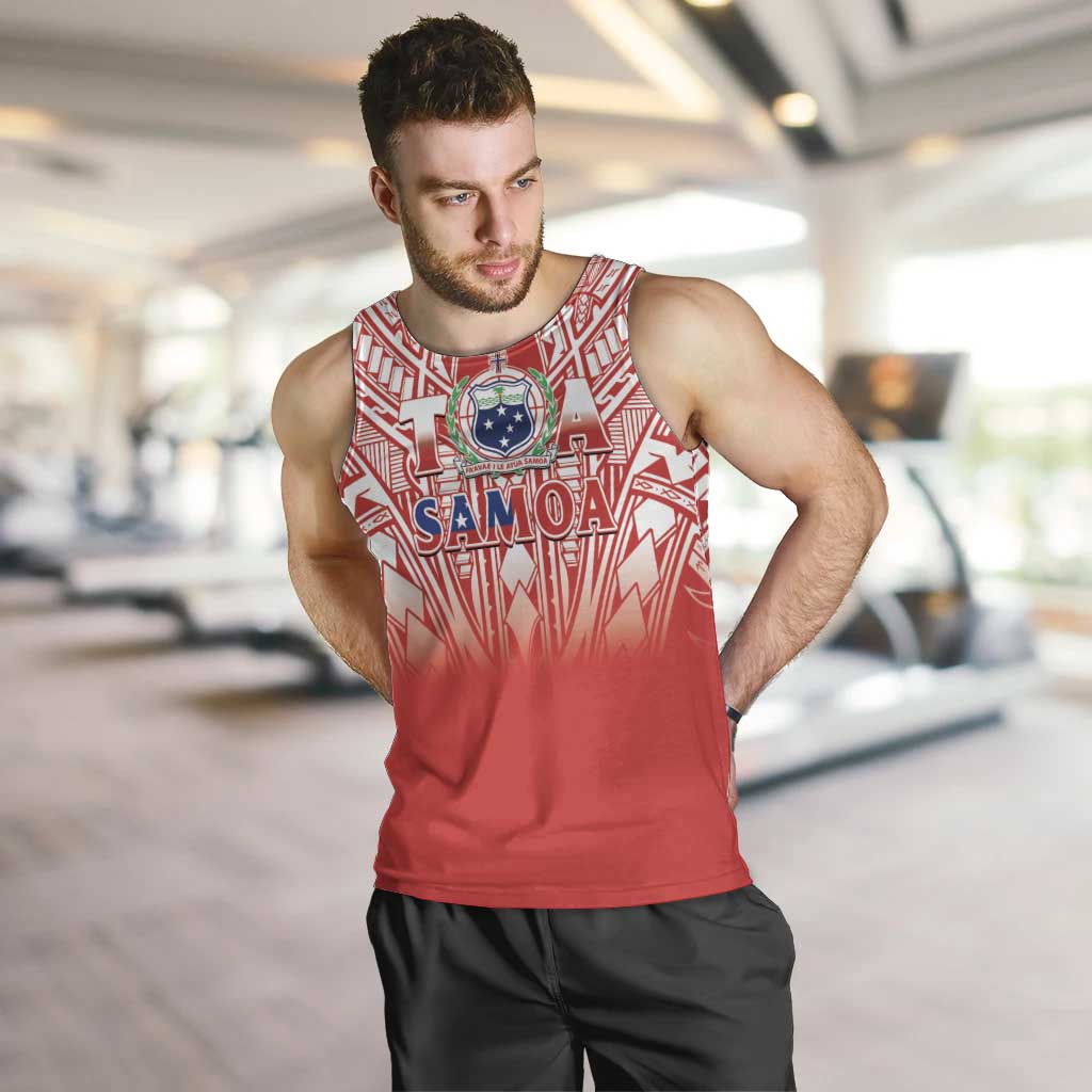 Toa Samoa Rugby Custom Men Tank Top Samoa mo Samoa Polynesian Pacific Red - Polynesian Pride