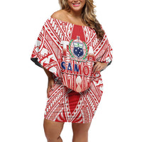 Toa Samoa Rugby Custom Off Shoulder Short Dress Samoa mo Samoa Polynesian Pacific Red - Polynesian Pride