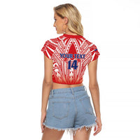Toa Samoa Rugby Custom Raglan Cropped T Shirt Samoa mo Samoa Polynesian Pacific Red - Polynesian Pride