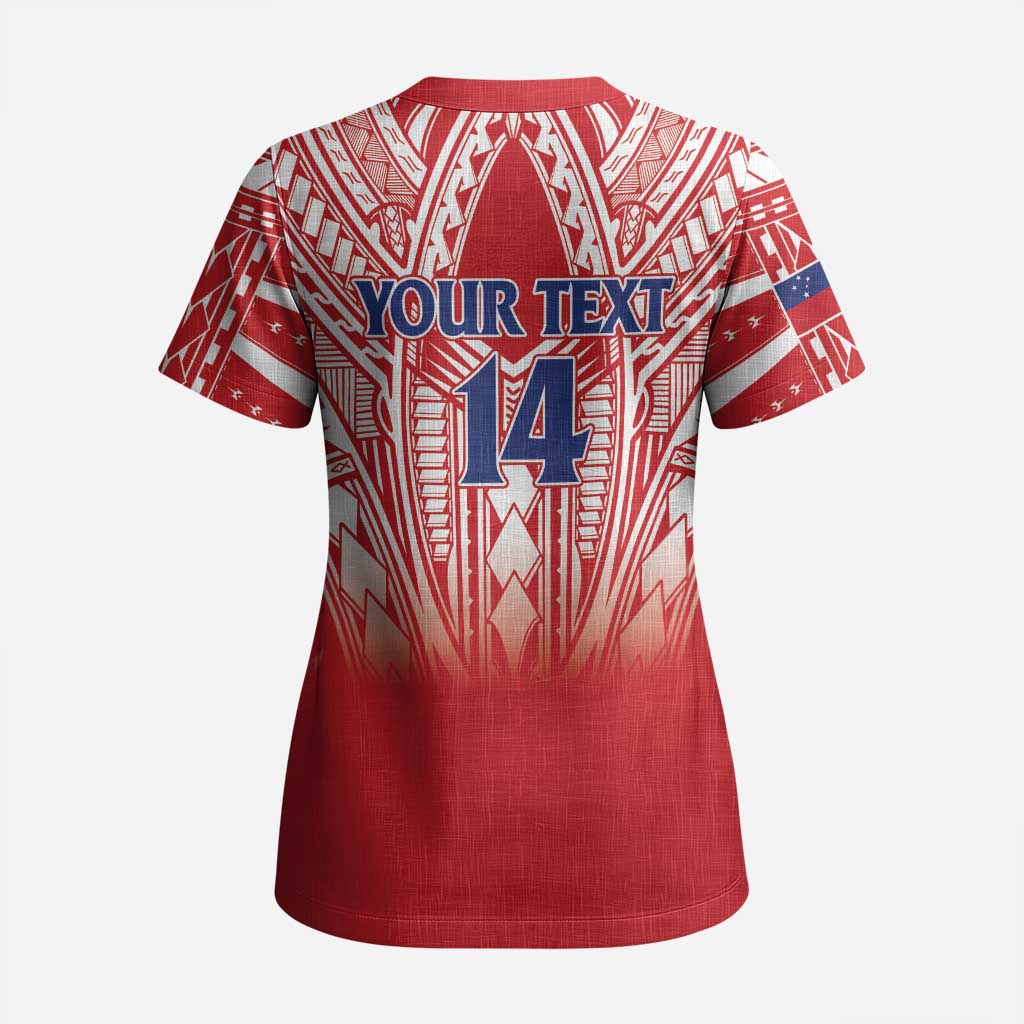 Toa Samoa Rugby Custom Scrub Top Samoa mo Samoa Polynesian Pacific Red - Polynesian Pride