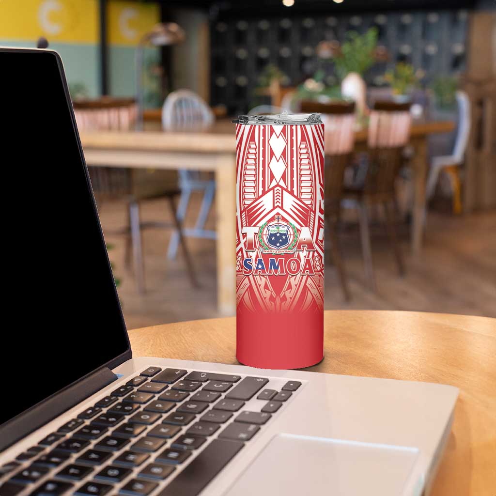 Toa Samoa Rugby Custom Skinny Tumbler Samoa mo Samoa Polynesian Pacific Red - Polynesian Pride