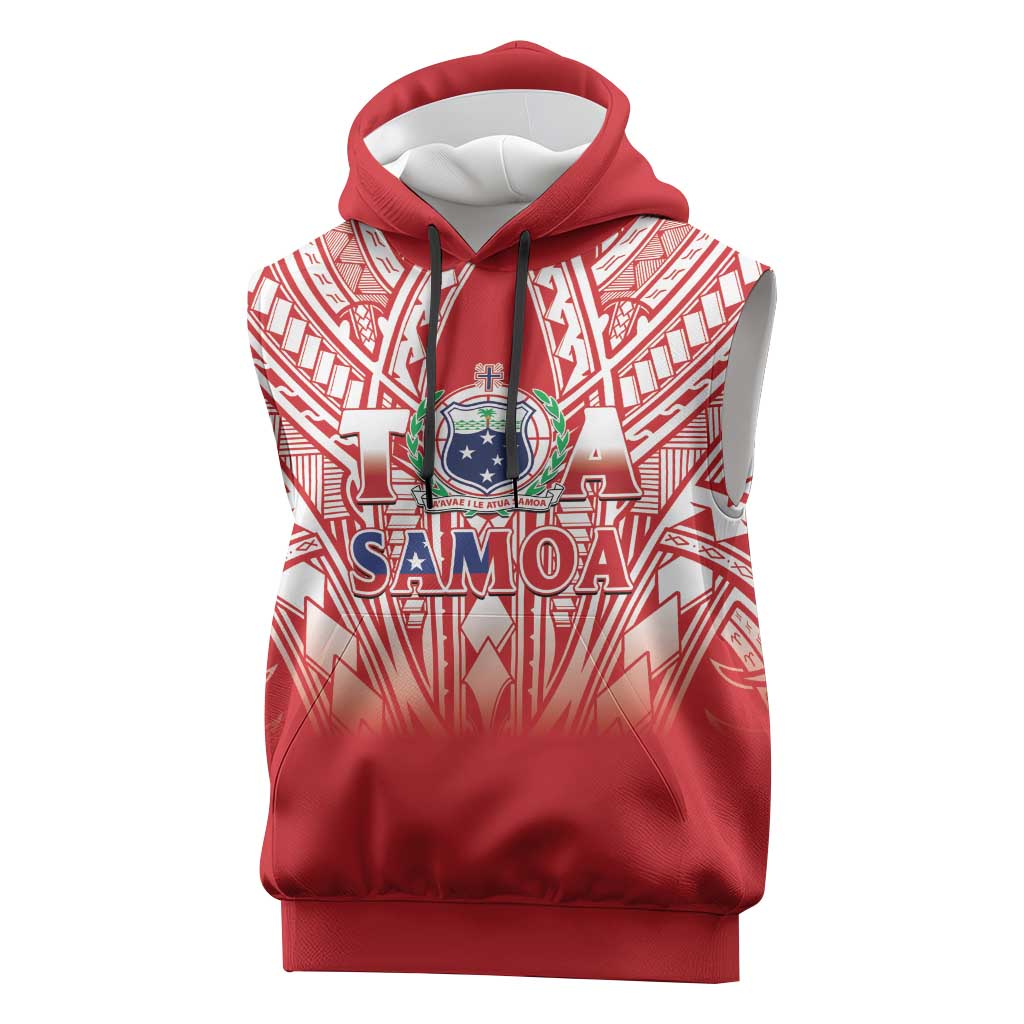 Toa Samoa Rugby Custom Sleeveless Hoodie Samoa mo Samoa Polynesian Pacific Red - Polynesian Pride