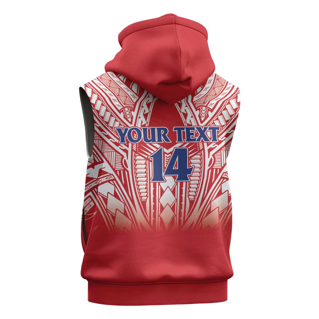 Toa Samoa Rugby Custom Sleeveless Hoodie Samoa mo Samoa Polynesian Pacific Red - Polynesian Pride