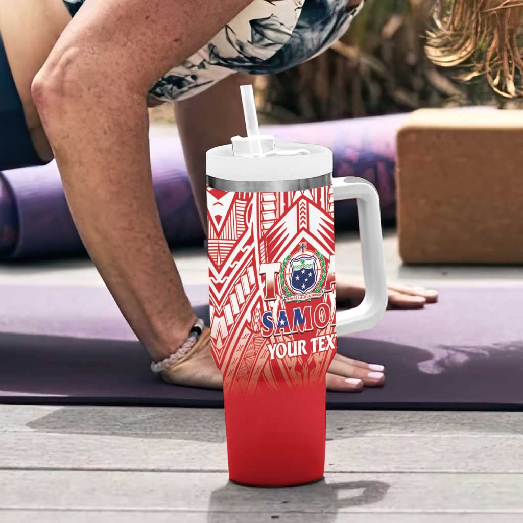 Toa Samoa Rugby Custom Tumbler With Handle Samoa mo Samoa Polynesian Pacific Red - Polynesian Pride
