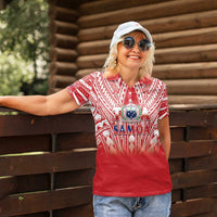 Toa Samoa Rugby Custom Women Polo Shirt Samoa mo Samoa Polynesian Pacific Red - Polynesian Pride
