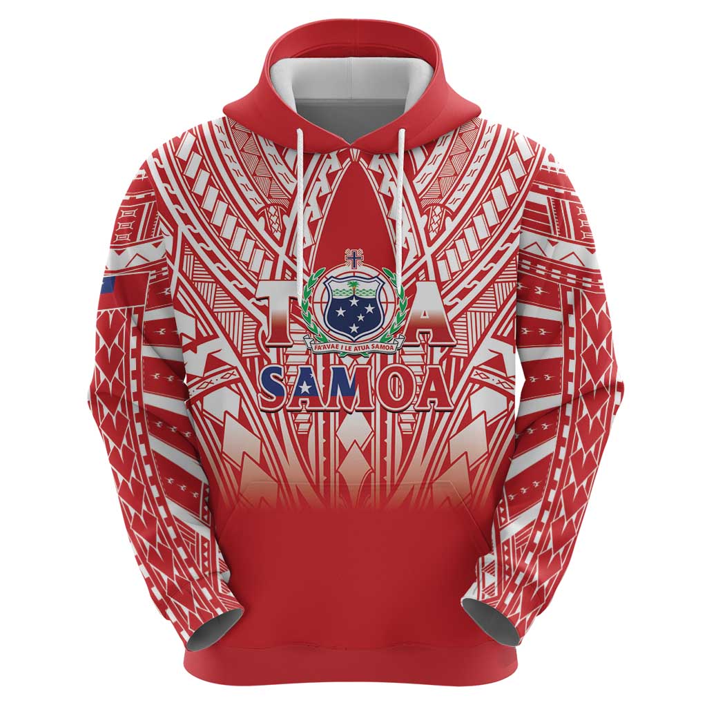 Toa Samoa Rugby Custom Zip Hoodie Samoa mo Samoa Polynesian Pacific Red - Polynesian Pride